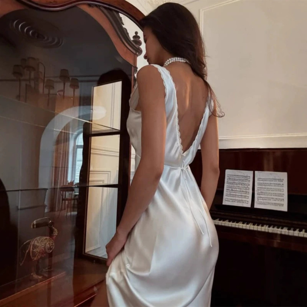 ZARA Summer New Arrival Sexy Chic Lace Trim Waist Cinched Solid Color Dress
